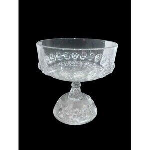 EAPG Thompson Glass Co. No. 17;  Torpedo Compote 7.5” tall  7" wide 1889